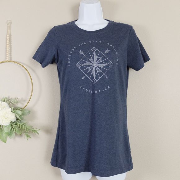 Eddie Bauer Heather Navy Graphic Shirt Size Small - Picture 5 of 6